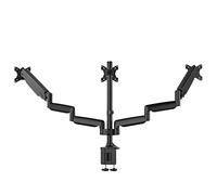 UPGRAVITY Triple Monitor Stand, 3 Monitor Desk Mount for Three Computer Screens up to 32”, Heavy Duty C-Clamp Base, Fully Adjustable Gas Spring Triple Monitor Arms Hold up to 30.9 lbs Each