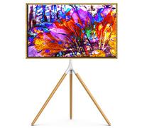 UPGRAVITY TV Stand Tripod for 45" to 65" LED LCD OLED Flat Screens up to 77lbs, Swivel & Height Adjustable TV Display Stand for Corner, Portable TV Stand with 2 Cable Straps, White