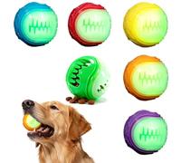 Upgwmwap 6 Pcs Squeaky Dog Balls, Hollow Design for Stuffing Treats, Interactive Play Chew Toys for Dogs (Glow-in-the-Dark Version)