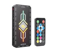 upHere 2 in 1 ARGB Fan Hub with Controller, 9 Ports 4-Pin PWM Fan Connector, 9 x 5V 3-Pin ARGB Ports, Magnetic Base, RGB PC Case Fan Hub with Adjustable Speed, Black