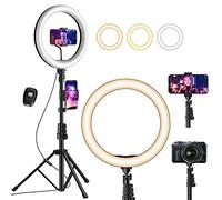 UPhitnis 12" Ring Light with Tripod for Mobile TIK Tok Ring Light with Remote Control, 3 Modes, 10 Dimmable Brightness for Makeup, Selfie, Streaming, Youtube, USB
