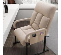 Upholstered Accent Chairs with Lumbar Support Recliner Armchair with Sturdy Metal Frame Comfortable Armrests Ideal for Bedroom or Living Room (Khaki)