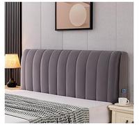 Upholstered Bed Headboard Cover, Cotton Filling Plush Stretch Slipcover, Protector for Double, Single, Queen, King Size Headboards, Grey, 150x60cm
