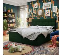 Upholstered Bedroom Storage Bed With Mdf And Laminated Board Frame Bonell Spring Base And Topper Mattress Set 140X200 Green