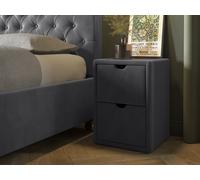 Upholstered Bedside Table 2 Drawers Emerald