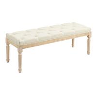 Homcom End Of Bed Bench Upholstered Foot Stool Linen-Touch Ottoman Cream Cream