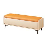 Upholstered Bench, Ottomans with Storage, Anti-Cat Scratch Leather, Bed Benches for Entryway, Bedroom(Orange,100x40cm)