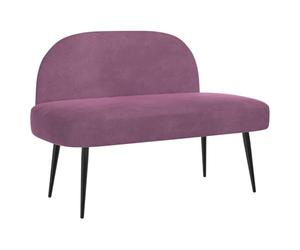 Upholstered Bench with Backrest Purple Velvet 110 x 60 x 76 cm Metal Legs Plywood Frame Comfortable Bench for Living Room, Hallway, Dining Room, Versatile Upholstered Bench
