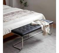 Upholstered Bench with Storage - Multi-Functional PU Leather Ottoman for Entryway or Bed, Steel Legs