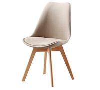 Upholstered Dining Chair Modern Armless Side Chair with Metal & Wood Legs t for Kitchen Conference Room Milk Tea Shop Beige 1 Piece