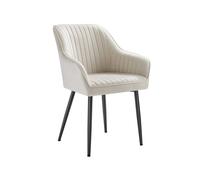 Upholstered Dining Chair with Armrest, Cappuccino Beige, Ink Black