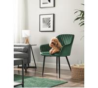 Upholstered Dining Chair with Armrest, Green and Ink Black