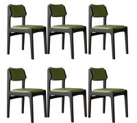 Upholstered Dining Chairs Set of 2/4/6 - Ergonomic Mid Century Design, Scratch Resistant PU Leather, Oak & Black Frame for Kitchen & Living Room