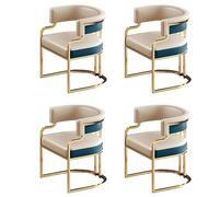 Upholstered Dining Chairs Set of 4 Low-Back Faux Leather Side Chairs for Kitchen & Dining Room Light Blue Gray Home Arm Chairs Perfect for Milk Tea Shops