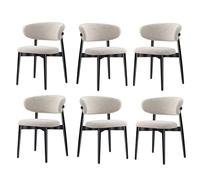 Upholstered Dining Chairs - Solid Wood Kitchen Seating with Linen Cushion & Curved Backrest - Stylish Accent for Living Room & Dining Area