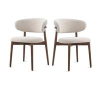 Upholstered Dining Chairs - Solid Wood Kitchen Seating with Linen Cushion & Curved Backrest - Stylish Accent for Living Room & Dining Area