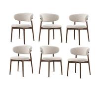 Upholstered Dining Chairs - Solid Wood Kitchen Seating with Linen Cushion & Curved Backrest - Stylish Accent for Living Room & Dining Area