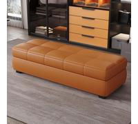 Upholstered Entryway Bench with Hidden Storage, Wooden Seat, for Living Room and Small Spaces