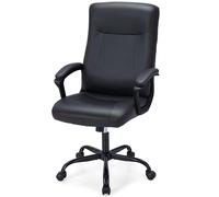 Upholstered Executive Office Chair Ergonomic Computer Desk Chair Swivel Task Chair COSTWAY Black One Size