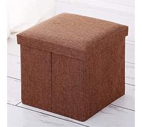 Upholstered Fabric Ottoman Footstool Cube Small Footrest Foldable Storage Chest Ideal for Dorms Hallways & Shoe Benches - Stylish Coffee 30x30x30cm Home Decor