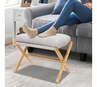 Upholstered Footrest Wooden Folding Foot Stool Holder with Detachable Thick Cushion for Home, Office, Massage parlors, Beauty salons-53 * 35 * 36cm, Load-Bearing 90kg/198lbs (Grey)