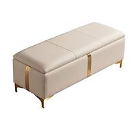 Upholstered Footstool Bench with Storage Rectangular Shoe Changing Stool & Coffee Table Stylish Window Seat for Living Room Bedroom Entrance Champagne 60x45x42 cm