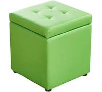 Upholstered Footstool Foot Stool Cube Faux Leather Ottoman Storage Pouf Bench Seat,Toy Box With Hinge Top Organizer Box Pouf Chest Storage Footstool