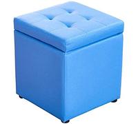 Upholstered Footstool Foot Stool Cube Faux Leather Ottoman Storage Pouf Bench Seat,Toy Box With Hinge Top Organizer Box Pouf Chest Storage Footstool
