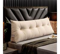 Upholstered Headboard Bedside Triangle Daybed Backrest Triangular Cushion Three-Dimensional Reading Pillows for Bed Back Support Relaxing with Detachable Velvet Cover,Beige,120x23x50cm