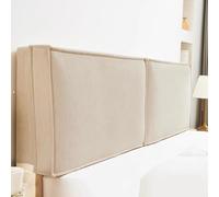 Upholstered Headboard Cover / Headboard Pillow for Double Single King Size Metal Leather Wood Bed Backrest, Corduroy Padding Bed Head Back Reading Cushion Washable(No headboard - 155x60x10cm,Beige)