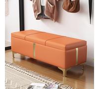 Upholstered Leather Storage Bench Stylish Ottoman for Bed End & Entryway Flip Top Hidden Storage Solid Wood & Metal Legs Indoor Hallway Furniture (90x40x40cm)