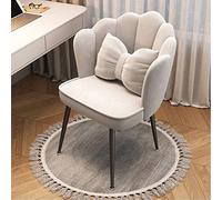 Upholstered Makeup Chair - Stylish Petal Office & Dining Stool for College Girls Modern Minimalist Design Light Luxury Study Chair for Dorm Room & Bedroom