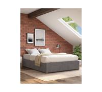 Upholstered Platform Ottoman Bed Frame in Plush Velvet Fabric Aspire Grey Small Double