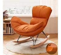 Upholstered Rocking Chair - Comfy Lounge Chair with Thick Cushion for Reading & Napping - Stylish Indoor Living Room Furniture (No Footstool)