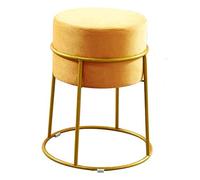 Upholstered Round Foot Stool Portable Makeup & Dressing Stool Wrought Iron Base Stylish Footrest for Living Room 12 Color Options - 30x47CM Yellow