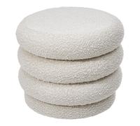 Upholstered Round Storage Ottoman Foot Rest, Beige