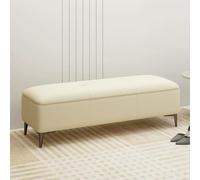 Upholstered Shoe Bench with Button Tufting Stylish Footstool Ottoman with Metal Legs Entryway Storage Seat for Bedroom or Hallway