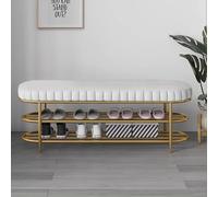 Upholstered Shoe Bench with Storage Gold Metal Entryway Bench for Bedroom & Hallway Stylish Small Space Shoe Rack Modern Furniture