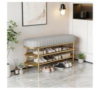 Upholstered Shoe Ranch with Cushed PU Leather Seat & Sturdy Metal Legs Shoe Sto nizer for Entryway & Hallway (Grey 100CM)