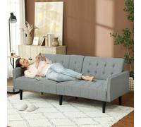HOMCOM Upholstered Sofa bed 3 Seater Home Theater with Storage HOMCOM Light Grey One Size