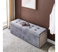 Upholstered Storage Bench for Modern Home Cozy End of Bed Seat with Shoe Storage Entryway Footstool Living Room Furniture Grey 31"x16"x16"