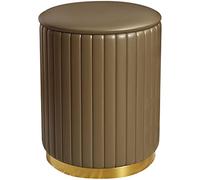 Upholstered Storage Bench with Metal Base Round Pouf Stool for Living Room Versatile Shoe Bench & Dressing Table Footstool Stylish Leather & Cloth Design