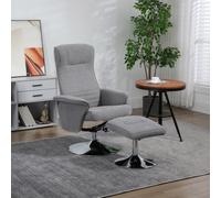 Upholstered Swivel Recliner Armchair with Ottoman, Grey HOMCOM Grey Armchair