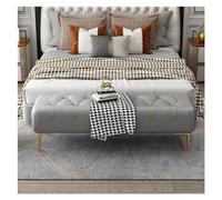 Upholstered Tufted Ottoman Bench - Padded Footrest Stool with Sturdy Metal Legs Leather Storage Bench for Bedroom Living Room Entryway & Toy nization