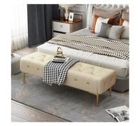 Upholstered Tufted Ottoman Bench with Padded Seat - Sturdy Metal Leg Footrest Stool for Bedroom Living Room Entryway & Toy Storage - Stylish Leather Accent Furniture