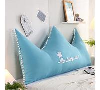 Upholstered Wedge Headboard Pillow Triangular Positioning Support Backrest Cushion Large Bolster Bedside Reading Pillow,Lake Blue,King