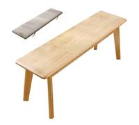 Upholstered Wooden Garden Bench, 39in Outdoor Patio Seat with Padded Cushion & Sturdy Wood Legs, 660lb Load Capacity - Beige Park Bench for Comfort & Style