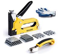 Upholstery 4 in 1 Staple Gun Heavy Duty, with 6000 Staples, Remover, Gloves, Manual Brad Nailer Power Adjustment Stapler Gun for Wood, Upholstery, Carpentry, Decoration DIY Staple Gun