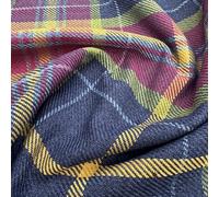 Upholstery Fabric - Grampian Navy Blue & Pink Tartan Check - Faux Wool Curtain Cushion Fabric Material (Shiba)