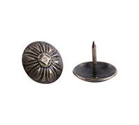 Upholstery Nails + Akozon Decorative Tack, Bronze Metal Tags Vintage Upholstery Nails for Furniture Sofa Shoe Door Stud Set of 100pc Pins Pattern Head Nails(Chrysanthemum Green Bronze 16 * 15mm)